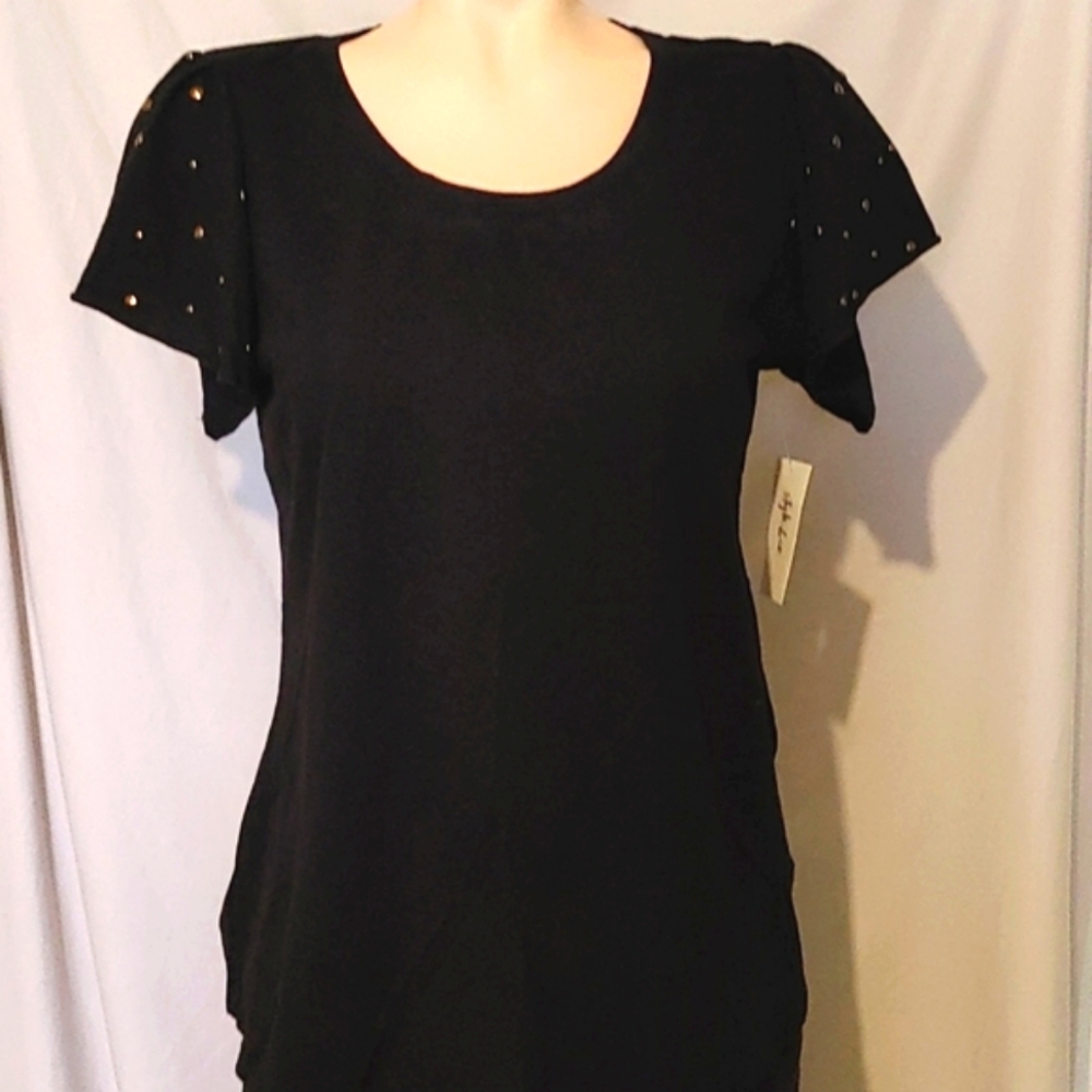 Flutter, gold studded sleeve top, NEW